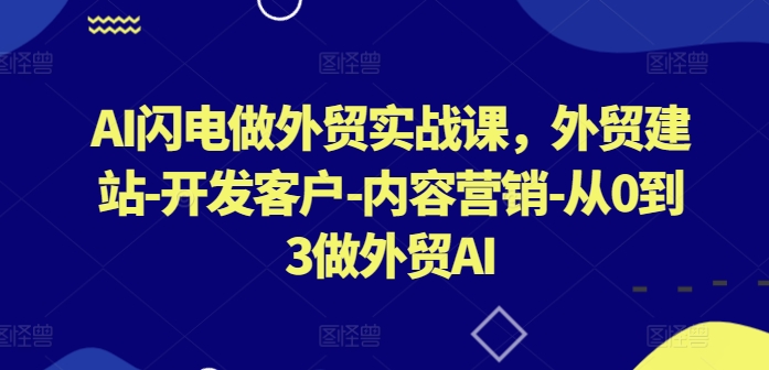 AI闪电做外贸实战课，​外贸建站-开发客户-内容营销-从0到3做外贸AI(更新)-创学资源站