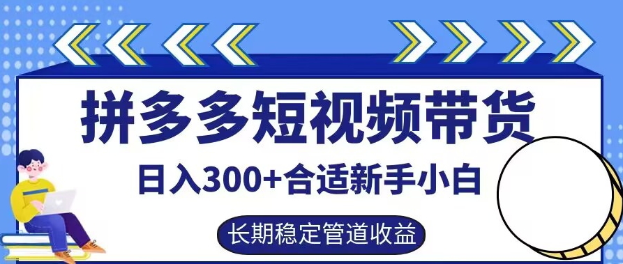 拼多多短视频带货日入300+有长期稳定被动收益，合适新手小白【揭秘】-创学资源站