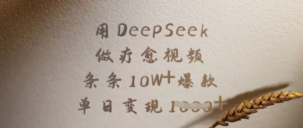 用DeepSeek做疗愈视频，条条10W+爆款，单日变现多张-创学资源站
