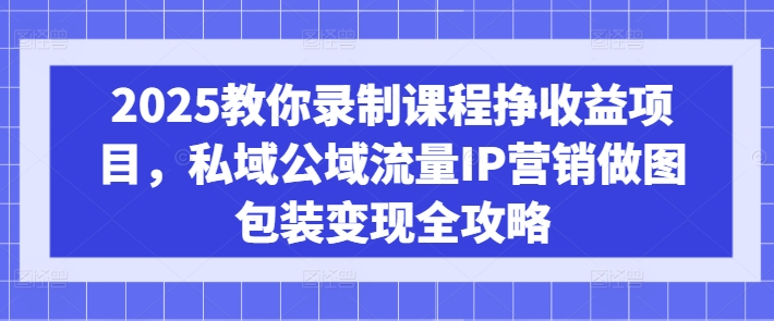 2025教你录制课程挣收益项目，私域公域流量IP营销做图包装变现全攻略-创学资源站