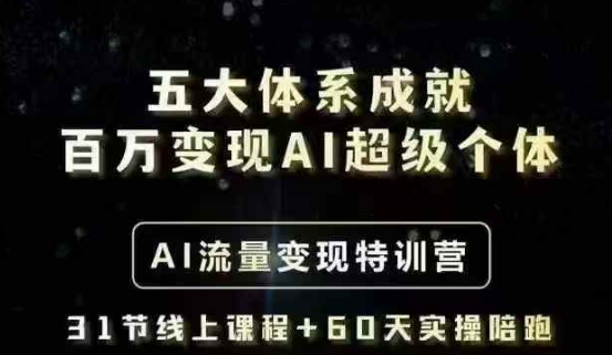 五大体系成就百万变现AI超级个体- AI流量变现特训营，一步一步教你一个人怎么年入百W-创学资源站