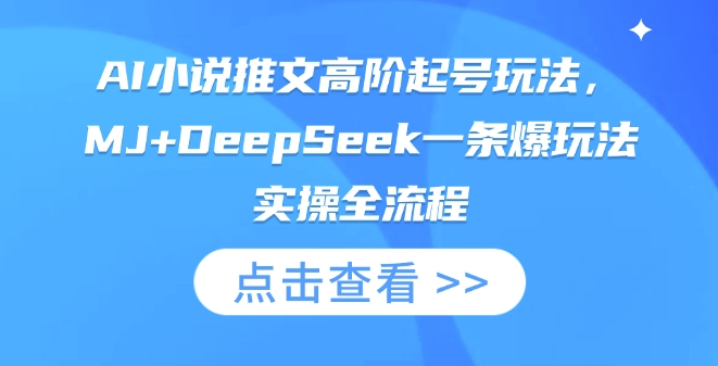 AI小说推文高阶起号玩法，MJ+DeepSeek一条爆玩法实操全流程-创学资源站