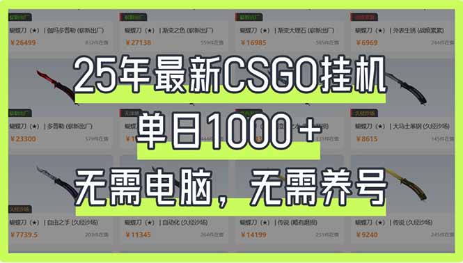 25年最新CSGO挂机系统，单日1000+，无需电脑，无需养号，0基础可上手-创学资源站