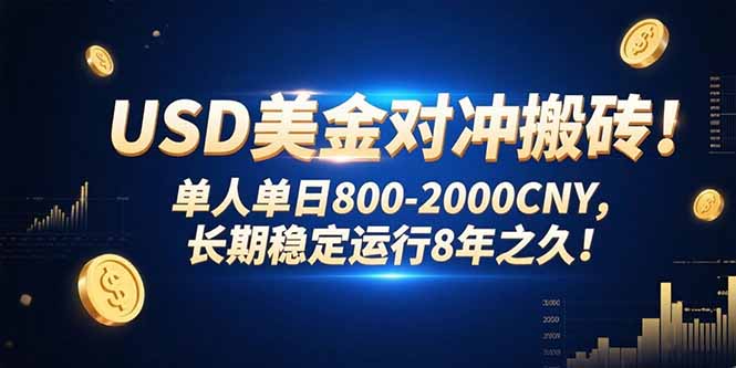 USD美金对冲搬砖!单人单日800-2000CNY，长期稳定运行8年之久!-创学资源站