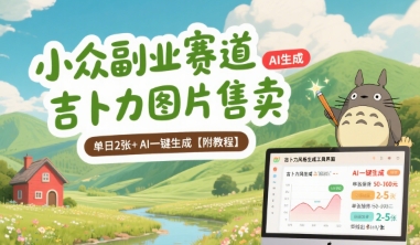 小众副业赛道 吉卜力图片售卖 单日2张+ AI一键生成【附教程】-创学资源站