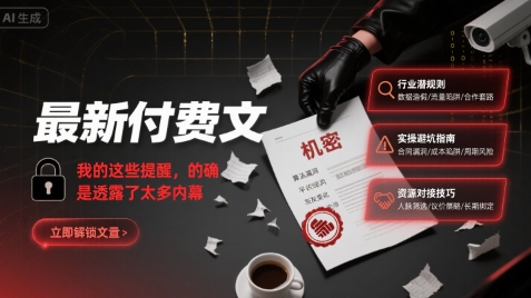 最新付费文：我的这些提醒，的确是透露了太多内幕-创学资源站