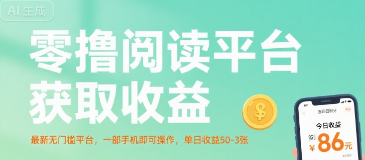 零撸阅读平台获取收益，最新无门槛平台，一部手机即可操作，单日收益50-3张【揭秘】-创学资源站