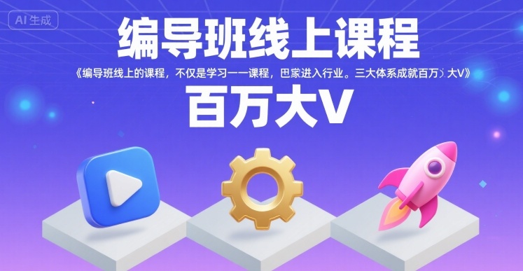 编导班线上课程，不仅是学习一门课程，更是进入一个行业，三大体系成就百万大V-创学资源站