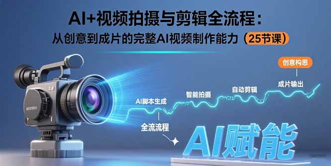 AI+视频拍摄与剪辑全流程：从创意到成片的完整AI视频制作能力(25节课-创学资源站