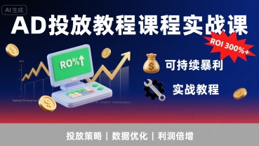 AD投放教程课程实战课,实现广告ROI300%+可持续暴利-创学资源站