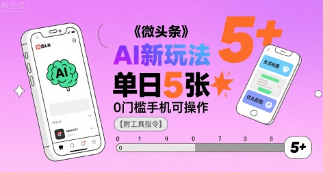微头条AI新玩法，小白单日5张+，0门槛手机可操作【附工具指令】-创学资源站
