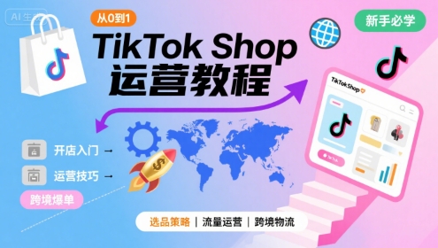 TikTok Shop从0到1运营教程，TikTok跨境电商新手必学课程-创学资源站