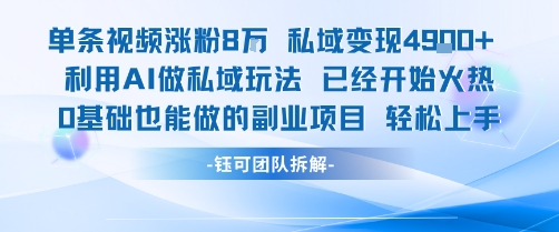 单条视频私域变现4.9k+利用AI做私域玩法 已经开始火热0基础也能做的副业项目轻松上手-创学资源站