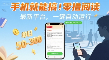 手机就能搞！零撸阅读挂G，最新平台，一键自动运行，随时随地挣，单日50-3张+【揭秘】-创学资源站
