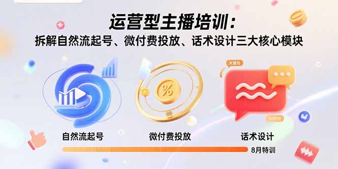 运营型主播培训：拆解自然流起号、微付费投放、话术设计三大核心模块-8月-创学资源站