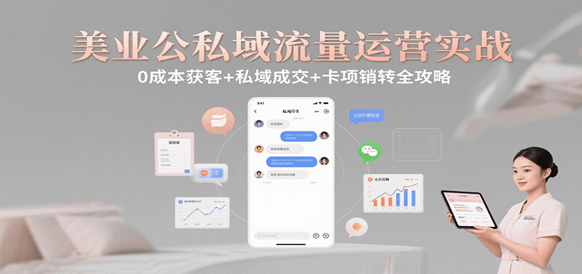美业公私域流量运营实战：0成本获客+私域成交+卡项销转全攻略-创学资源站