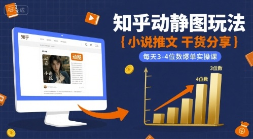小说推文干货分享之知乎动静图玩法,每天3-4位数爆单实操课-创学资源站
