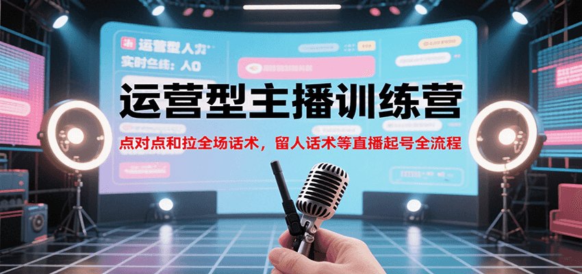 运营型主播训练营，点对点和拉全场话术，留人话术等直播起号全流程(更新8月)-创学资源站