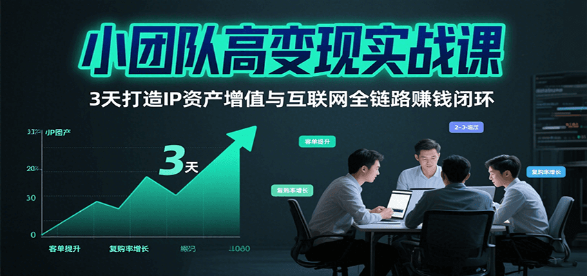 小团队高变现实战课，3天打造IP资产增值与互联网全链路赚钱闭环(第二期)-创学资源站