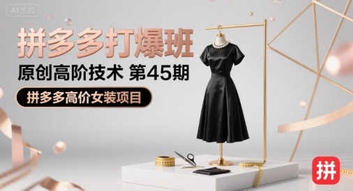 拼多多打爆班原创高阶技术第45期，拼多多高价女装项目-创学资源站