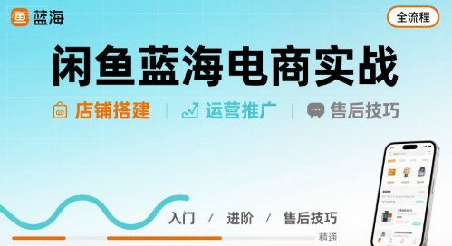 闲鱼蓝海电商实战，店铺搭建运营售后全流程-创学资源站