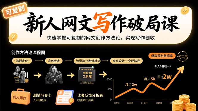 新人网文写作破局课：快速掌握可复制的网文创作方法论，实现写作创收-创学资源站