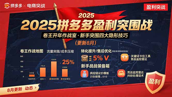 2025拼多多盈利突围战：卷王开年作战室，新手突围四大隐形技巧(更新8月-创学资源站