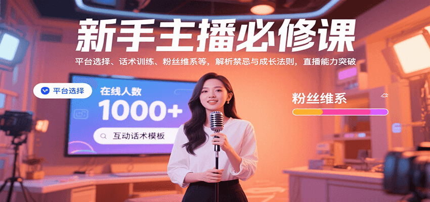 新手主播必修课：平台选择、话术训练、粉丝维系等，解析禁忌与成长法则，突破直播能力-创学资源站