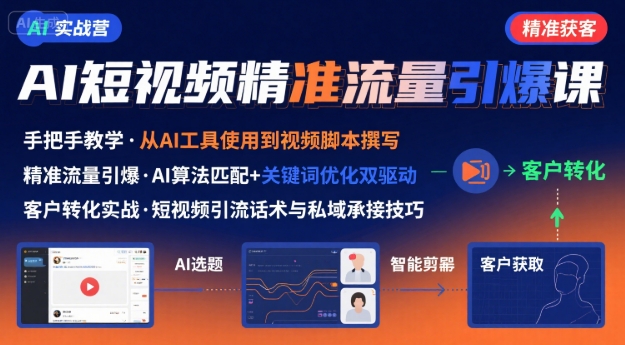 AI+短视频引爆精准客户实战营，手把手教你引爆Ai短视频精准流量-创学资源站