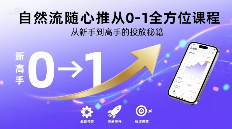 自然流随心推从0-1全方位课程，从新手到高手的投放秘籍-创学资源站