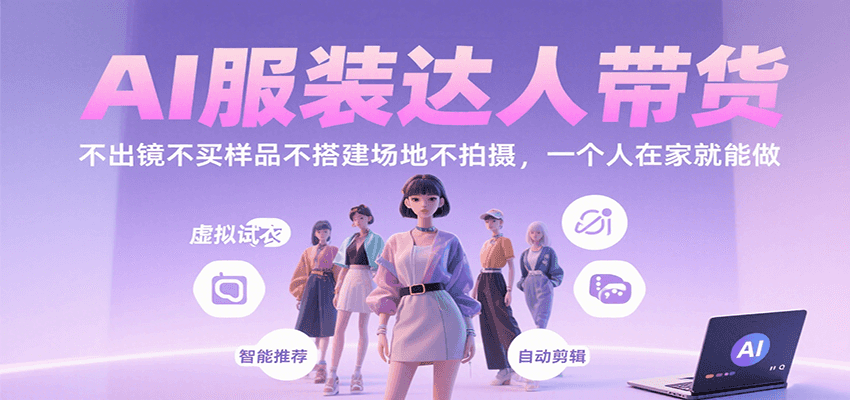 AI服装达人带货，不出镜不买样品不搭建场地不拍摄，一个人在家就能做-创学资源站