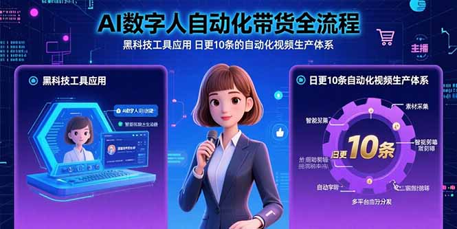 AI数字人自动化带货全流程：黑科技工具应用 日更10条的自动化视频生产体系-创学资源站