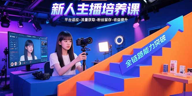 新人主播培养课：平台适应-流量获取-粉丝留存-收益提升 全链路能力突破-创学资源站