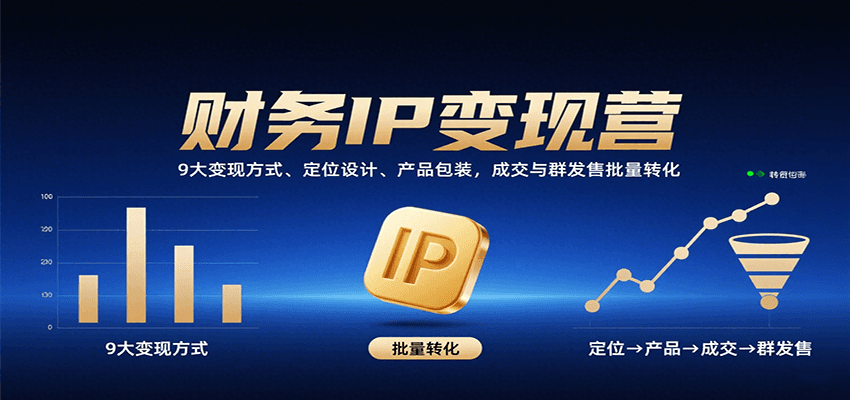 财务IP变现营：9大变现方式、定位设计、产品包装，成交与群发售批量转化-创学资源站