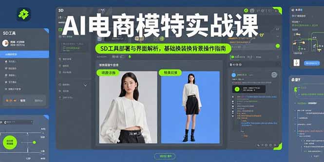 AI电商模特实战课，SD工具部署与界面解析，基础换装换背景操作指南-创学资源站