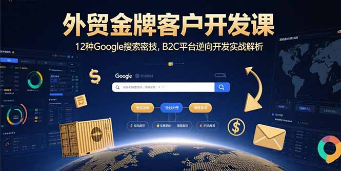 外贸金牌客户开发课，12种Google搜索密技，B2C平台逆向开发实战解析-创学资源站