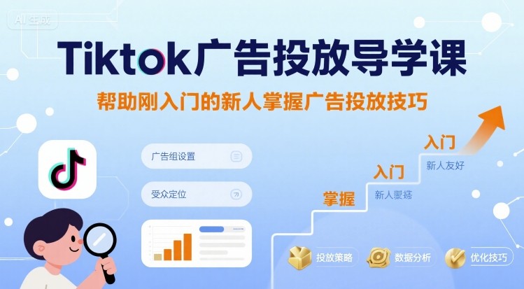 Tiktok广告投放导学课，帮助刚入门的新人掌握广告投放技巧-创学资源站