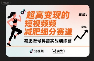超高变现的短视频减肥细分赛道，减肥账号抖音实战训练营-创学资源站