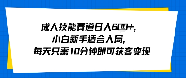 成人技能赛道日入多张，小白新手适合入局，每天只需10分钟即可获客变现-创学资源站