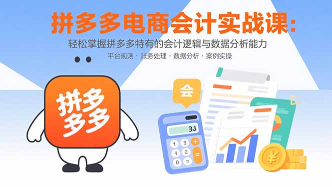 拼多多电商会计实战课：轻松掌握拼多多特有的会计逻辑与数据分析能力-创学资源站