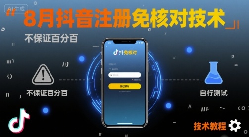 8月抖音注册免核对技术，不保证百分百，自测-创学资源站