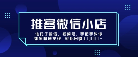 推客微信小店依托于微信、视频号，手把手教你如何快速变现 轻松日入1k+【揭秘】-创学资源站