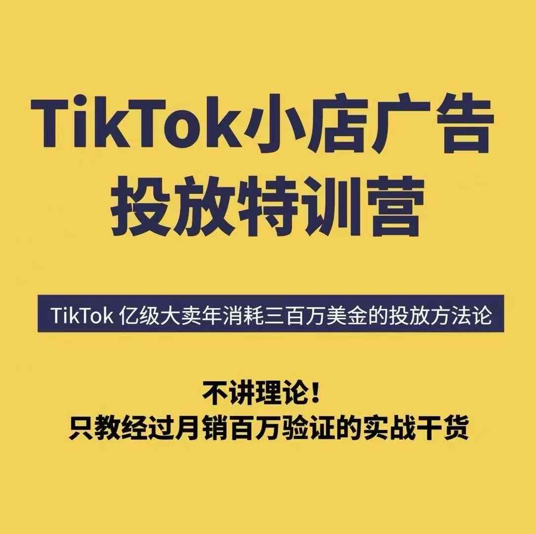 TikTok小店广告投放特训营，6天破局计划专治各种“投不动”，教你经过月销百万验证的实战干货-创学资源站