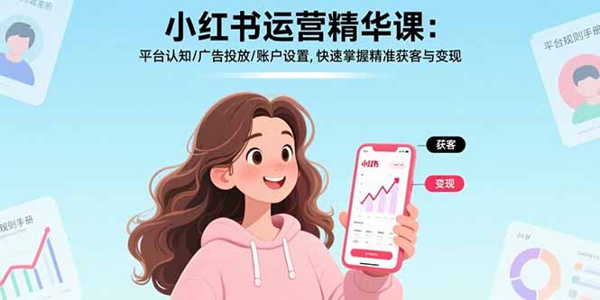 小红书运营精华课：平台认知/广告投放/账户设置,快速掌握精准获客与变现-创学资源站