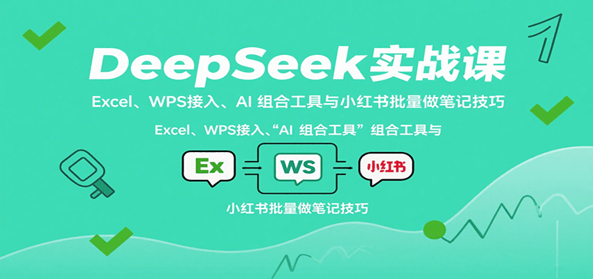 DeepSeek实战课：Excel、WPS接入、AI 组合工具与小红书批量做笔记技巧-创学资源站