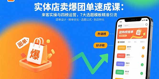 实体店卖爆团单速成课：来客实操与四榜运营，7大选题模板精准引流-创学资源站