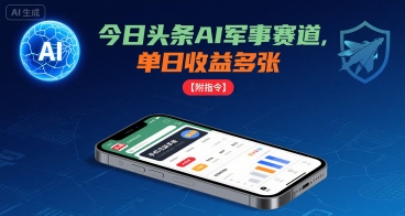 今日头条AI军事赛道，单日收益多张 ，手机可做【附指令】-创学资源站