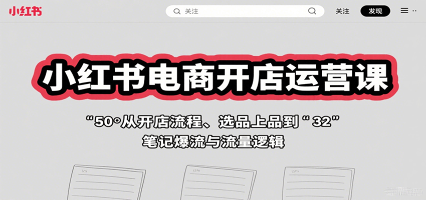 小红书电商开店运营课：从开店流程、选品上品到笔记爆流与流量逻辑-创学资源站