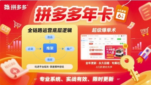 拼多多年卡【8月更新6节】拼多多全链路运营底层逻辑，超级爆单术-创学资源站