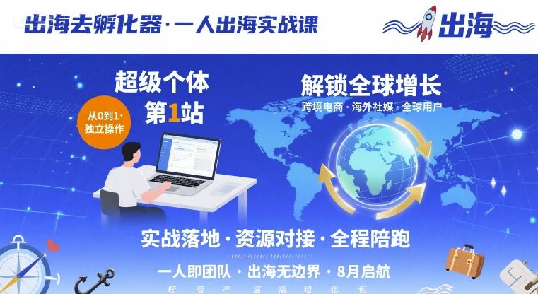 出海去孵化器，一人出海实战课，超级个体第1站，解锁全球增长-创学资源站